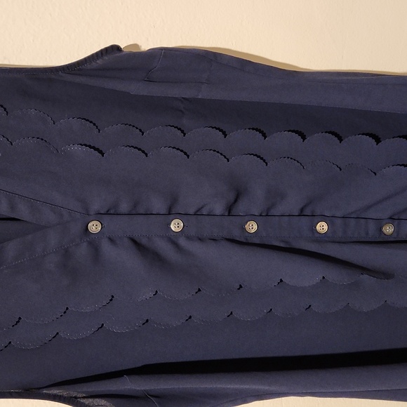 ❤ ANTHROPOLOGIE MEADOW RUE FLOWY BUTTON DOWN SLEEVELESS SCALLOP TOP / BLOUSE - Picture 2 of 7